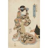 Artists of the Utagawa School Four ôban. a) Segawa Kikunojô in female role. Signed: Gototei Kunisada