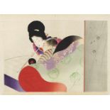 Tomioka Eisen (1864-1905) and Kaburagi Kiyokata (1878-1973) Three kuchi-e. a) Woman and drunk or