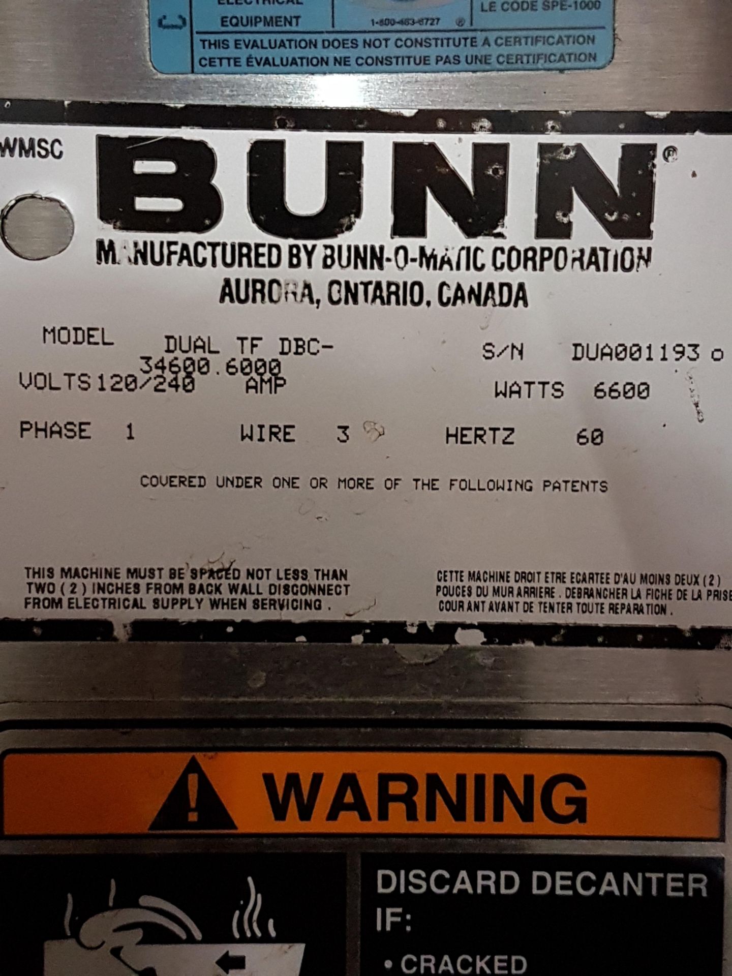 Bunn Double Brewer with Hot Water & 2 Shuttles - Image 2 of 3