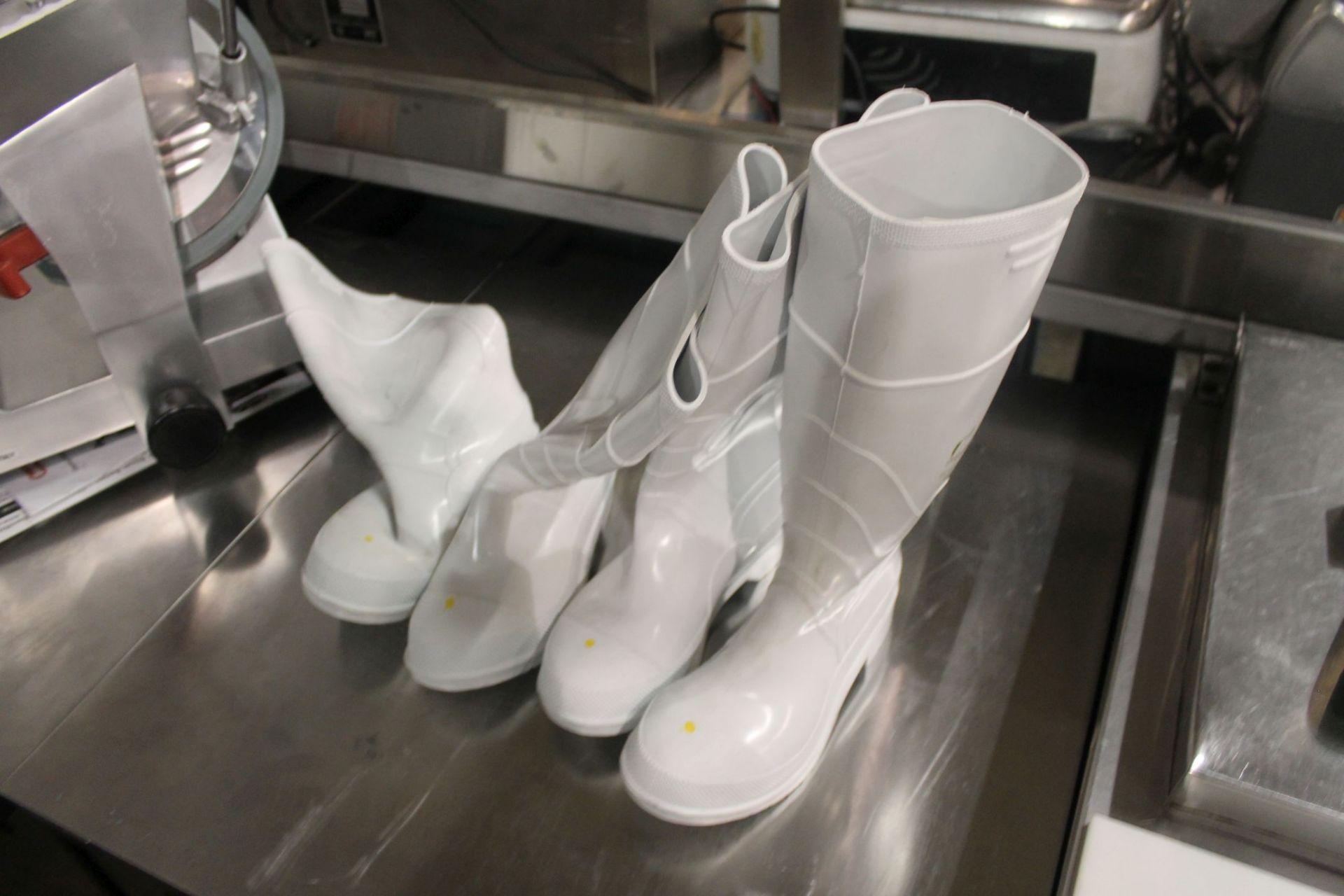 Size 6 White Rubber Boots with Steel Toes - Lot of 2 Pairs
