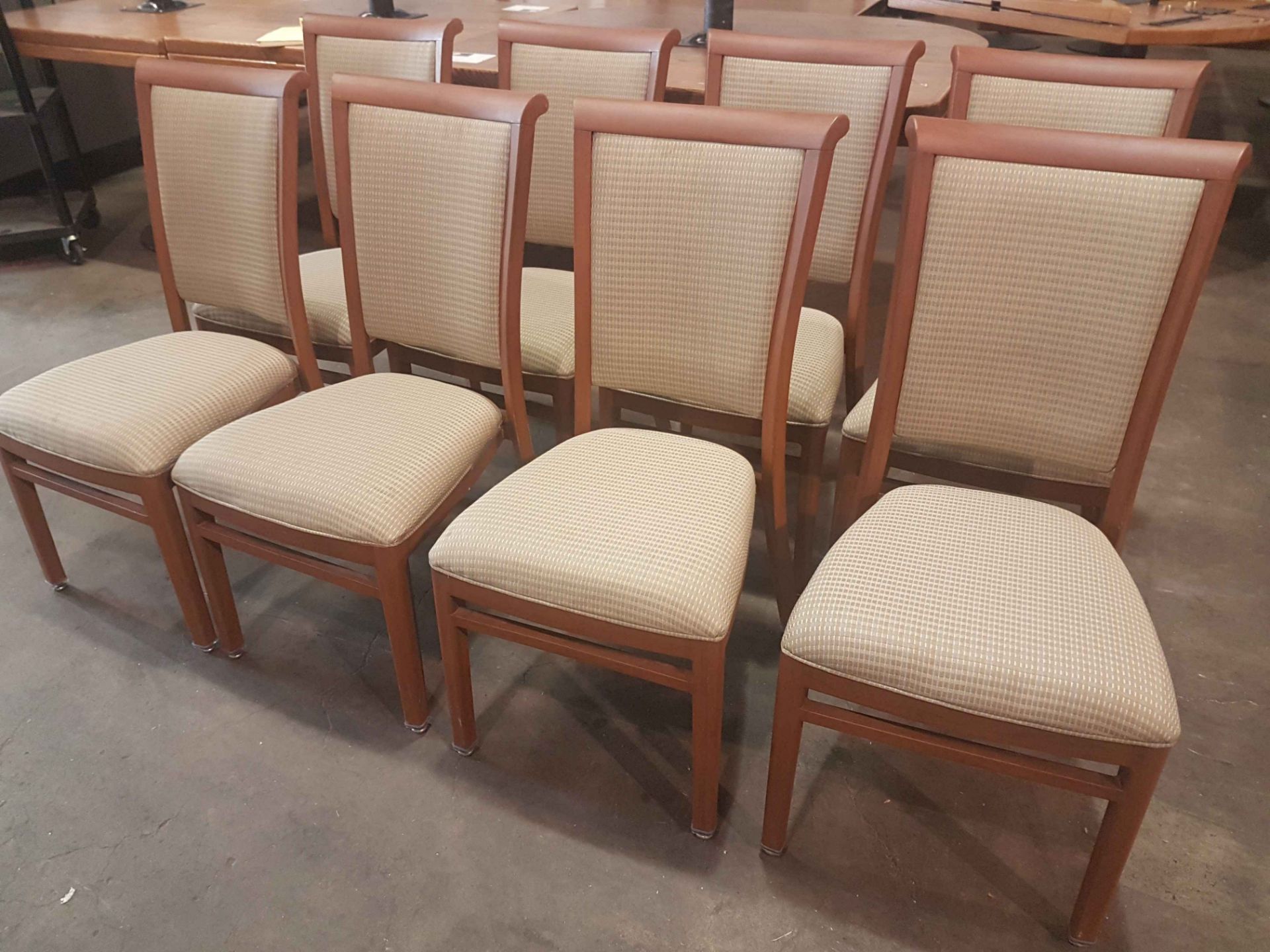 Brown Metal Framed Upholstered Chairs - Lot of 8 - USA Made - Image 2 of 3