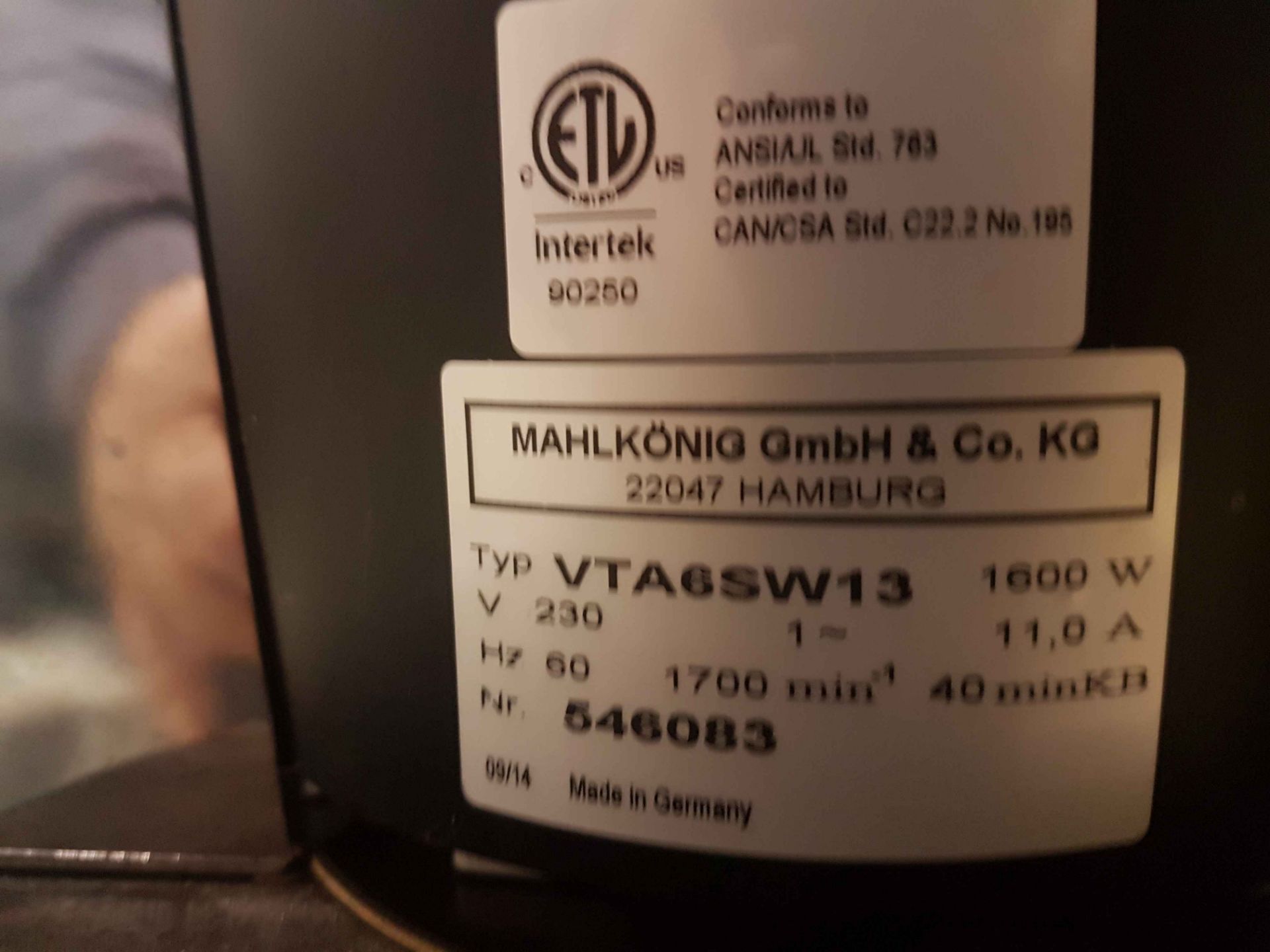 Mahlkonig VTA6S13 Coffee Grinder - Single Phase - Bild 2 aus 2