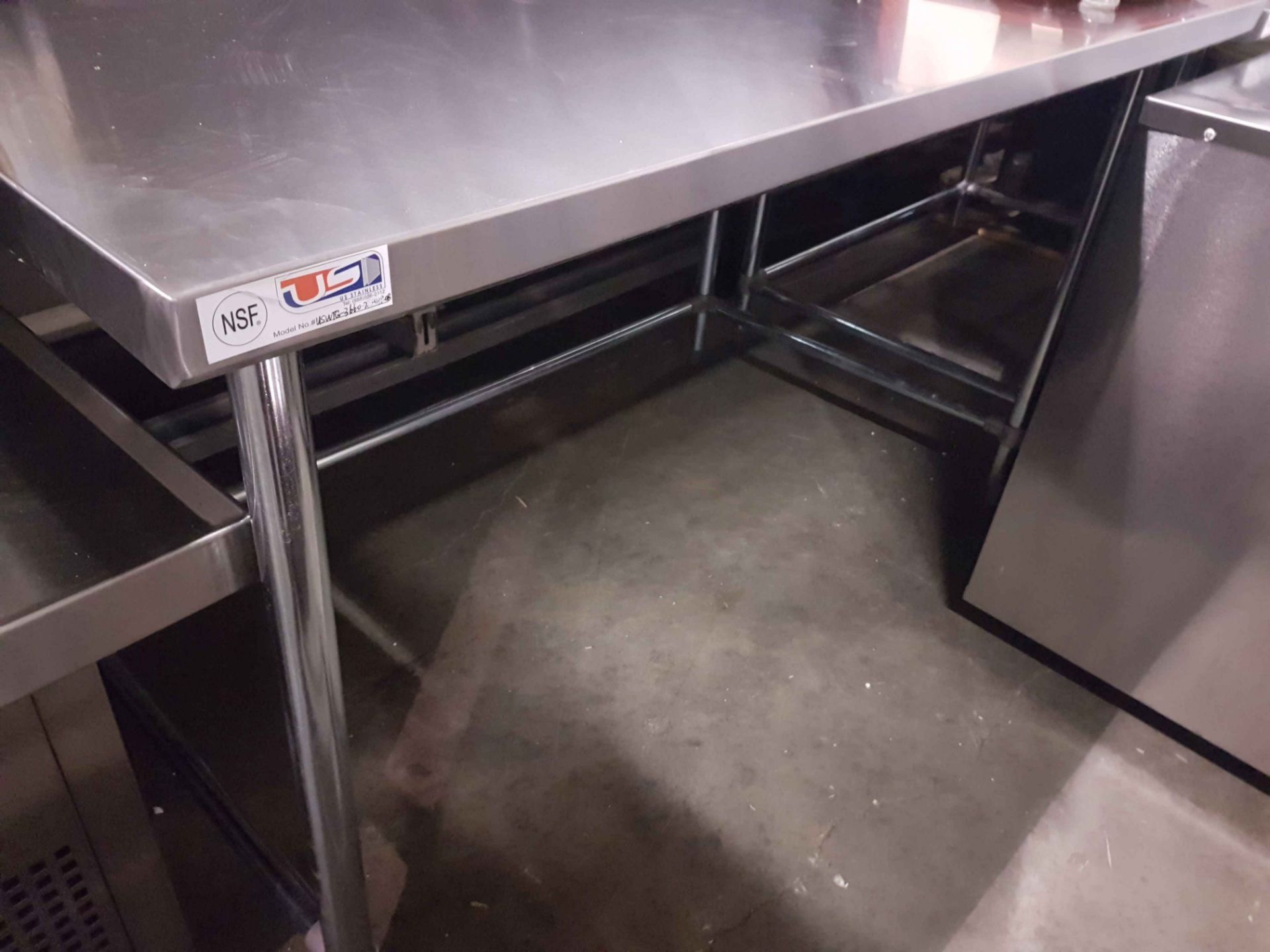 36" x 60" Stainless Work Table with Tube Frame Legs - USWTG-3660