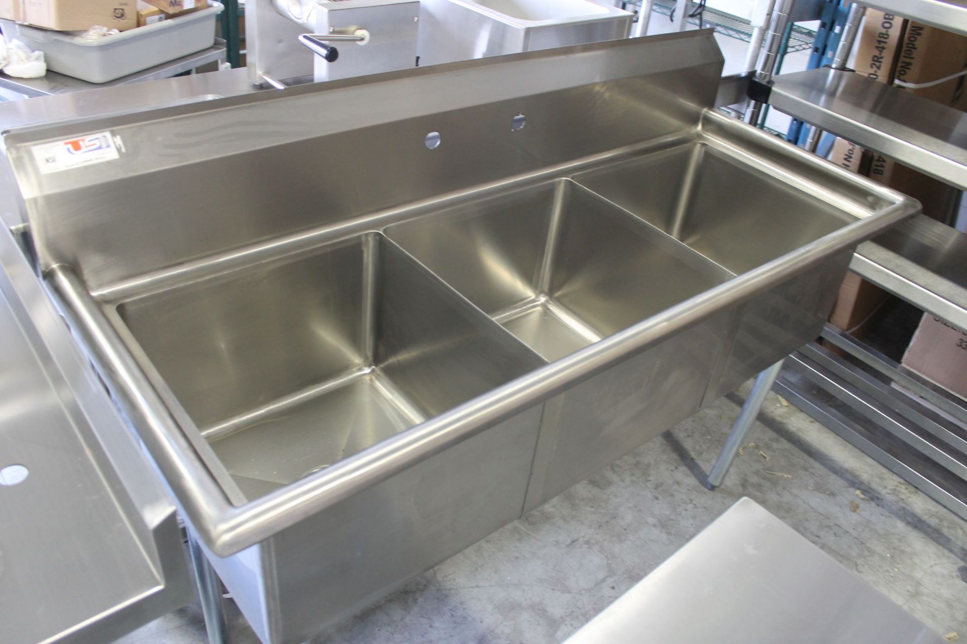 3 Compartment Prep Sink No Drainboard, Overall Dims 29.5"X77"X43.75"