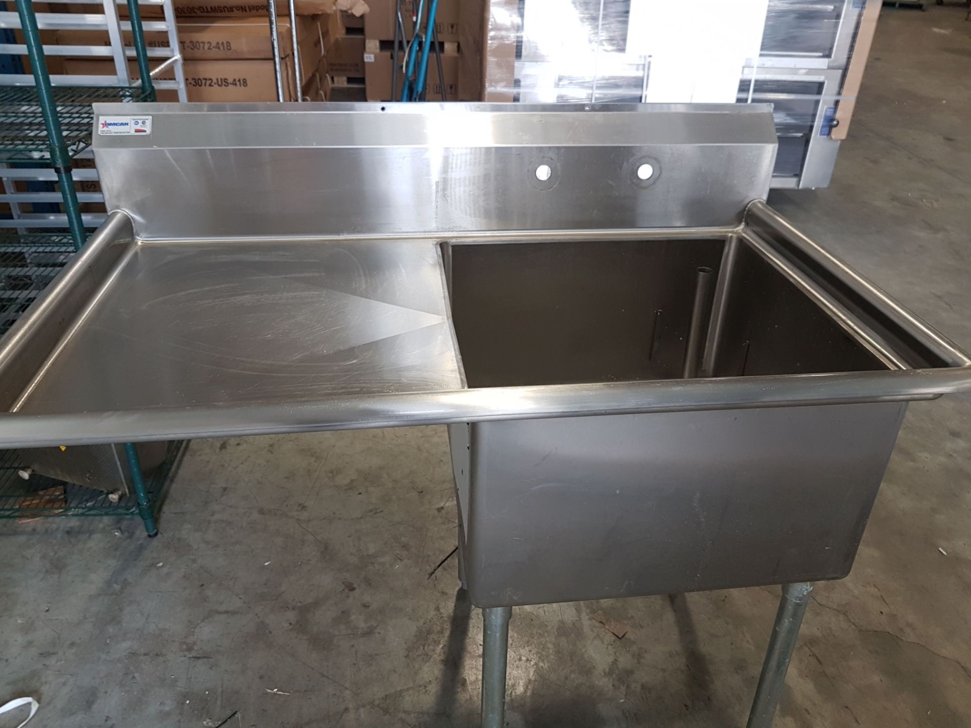 Omcan 24" x 24" Single Comp Sink with Left Hand Drain Board