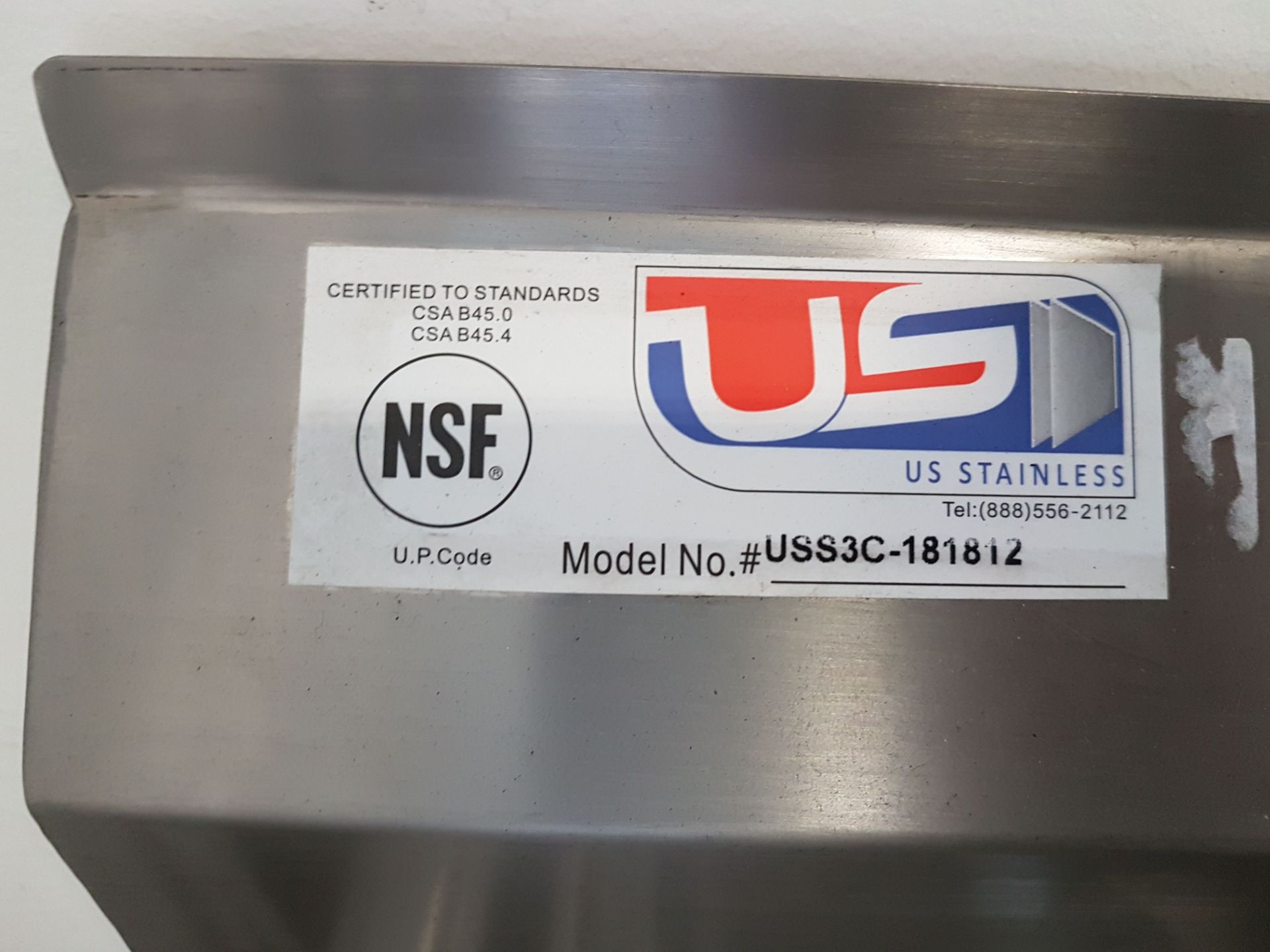 18" x 18" 3 Compartment Sink - USS3C-181812 - Image 2 of 2
