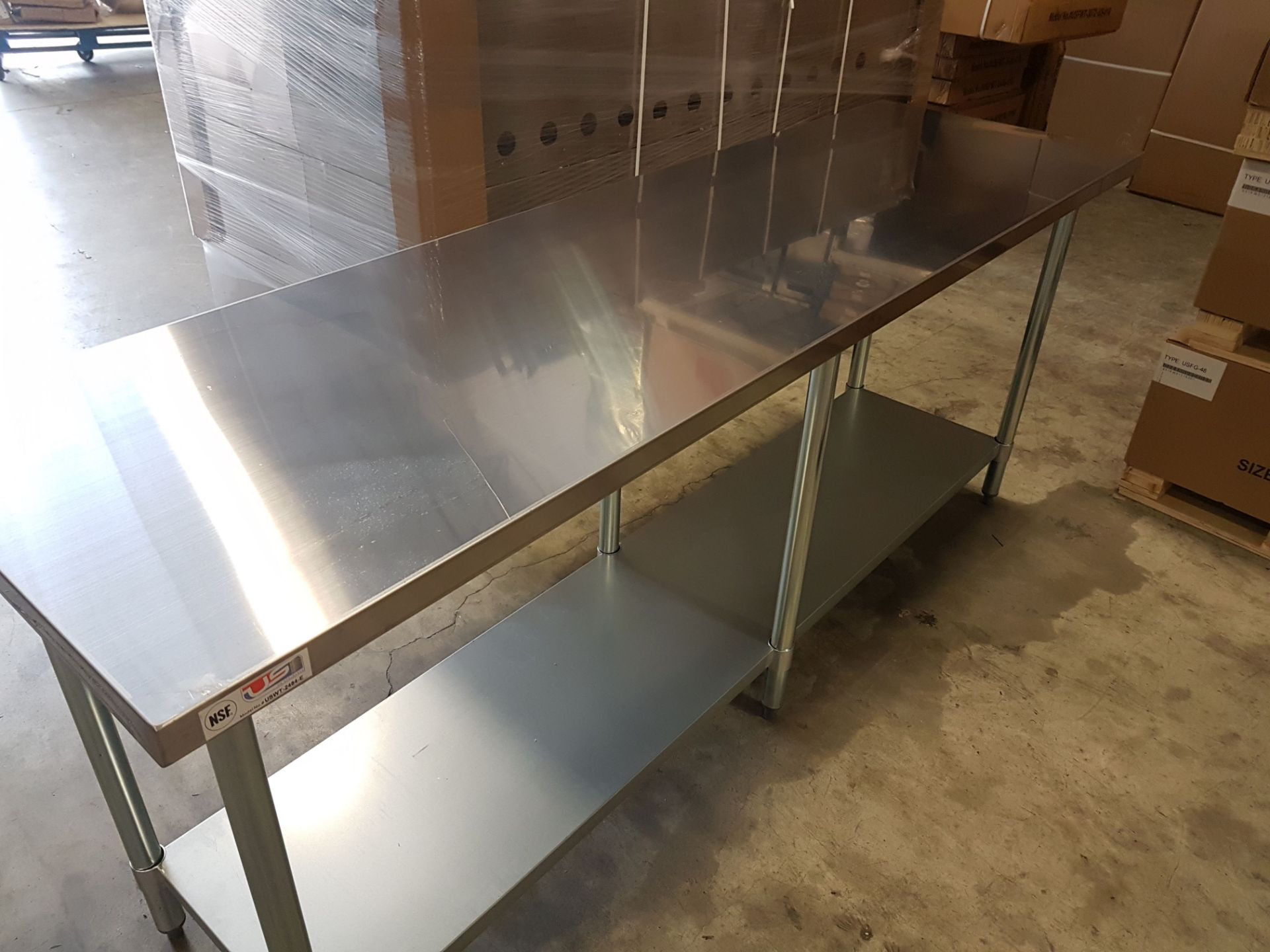 24" x 84" Stainless Work Table with Galvanized Under Shelf - USWTG-2484-E