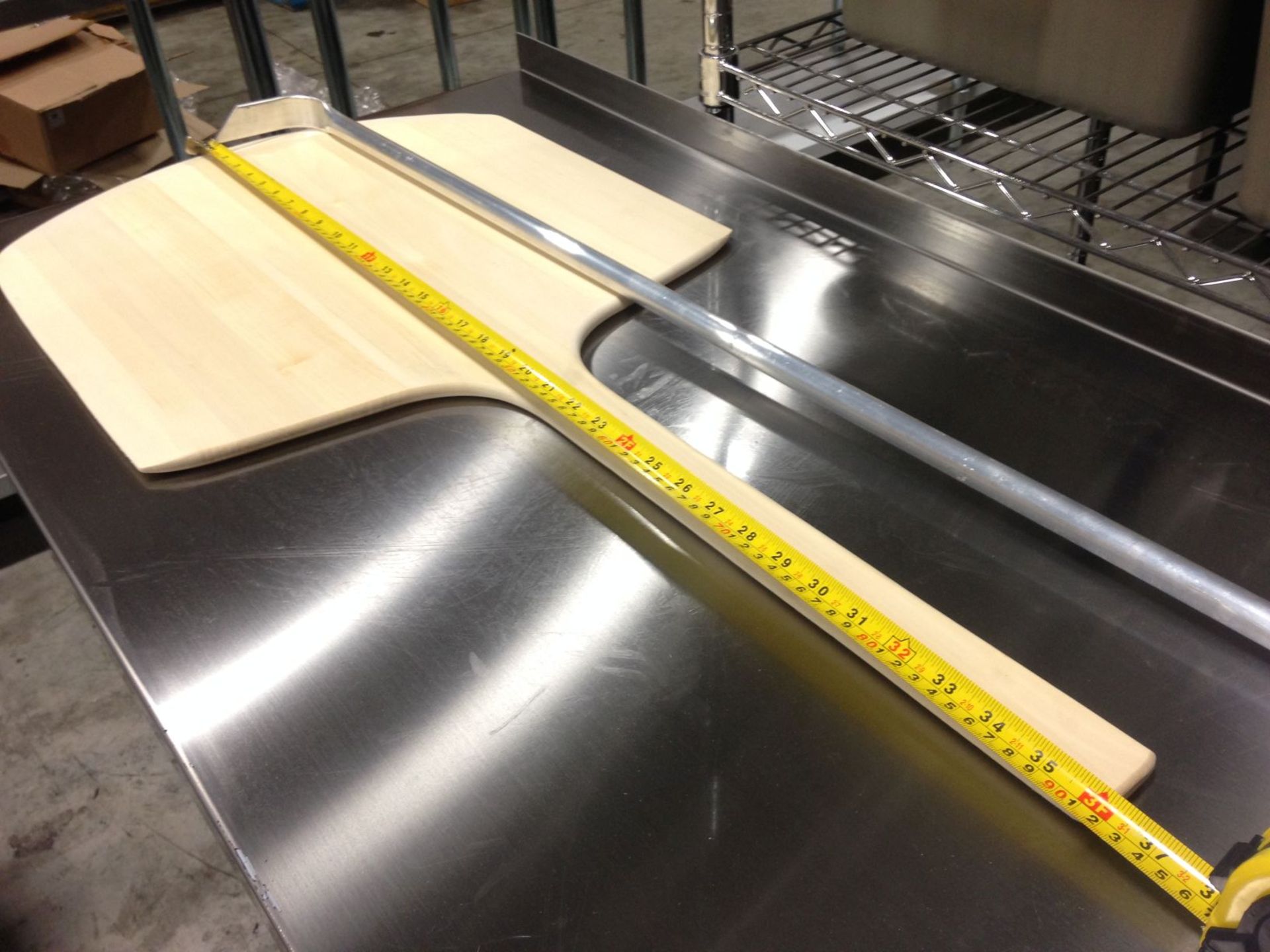 18" Tapered Wood Pizza Peel and Aluminum Bubble Popper - Image 3 of 4