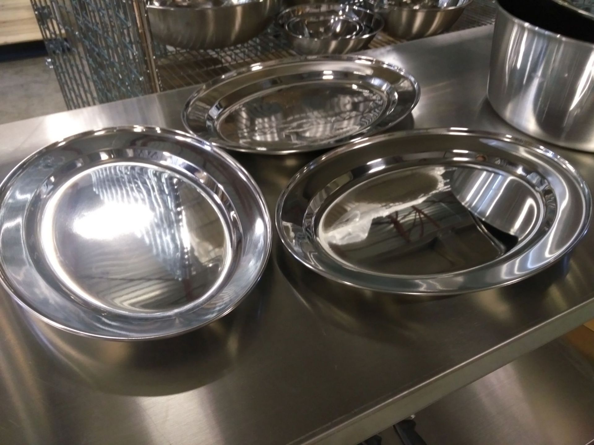 12" Stainless Steel Oval Platters - Lot of 3