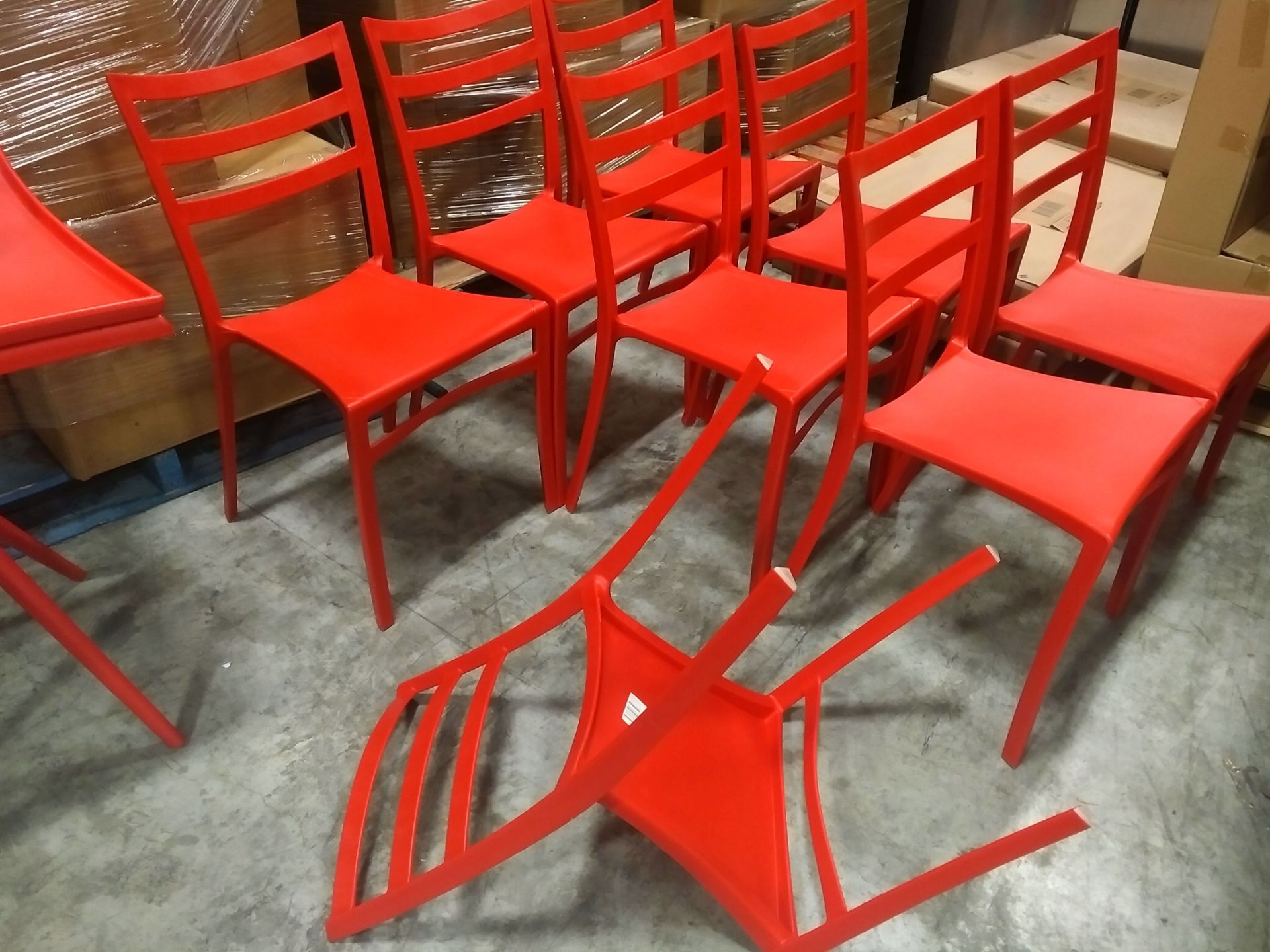 Indoor/Outdoor Stacking Red Chairs - Lot of 8 - Image 2 of 2