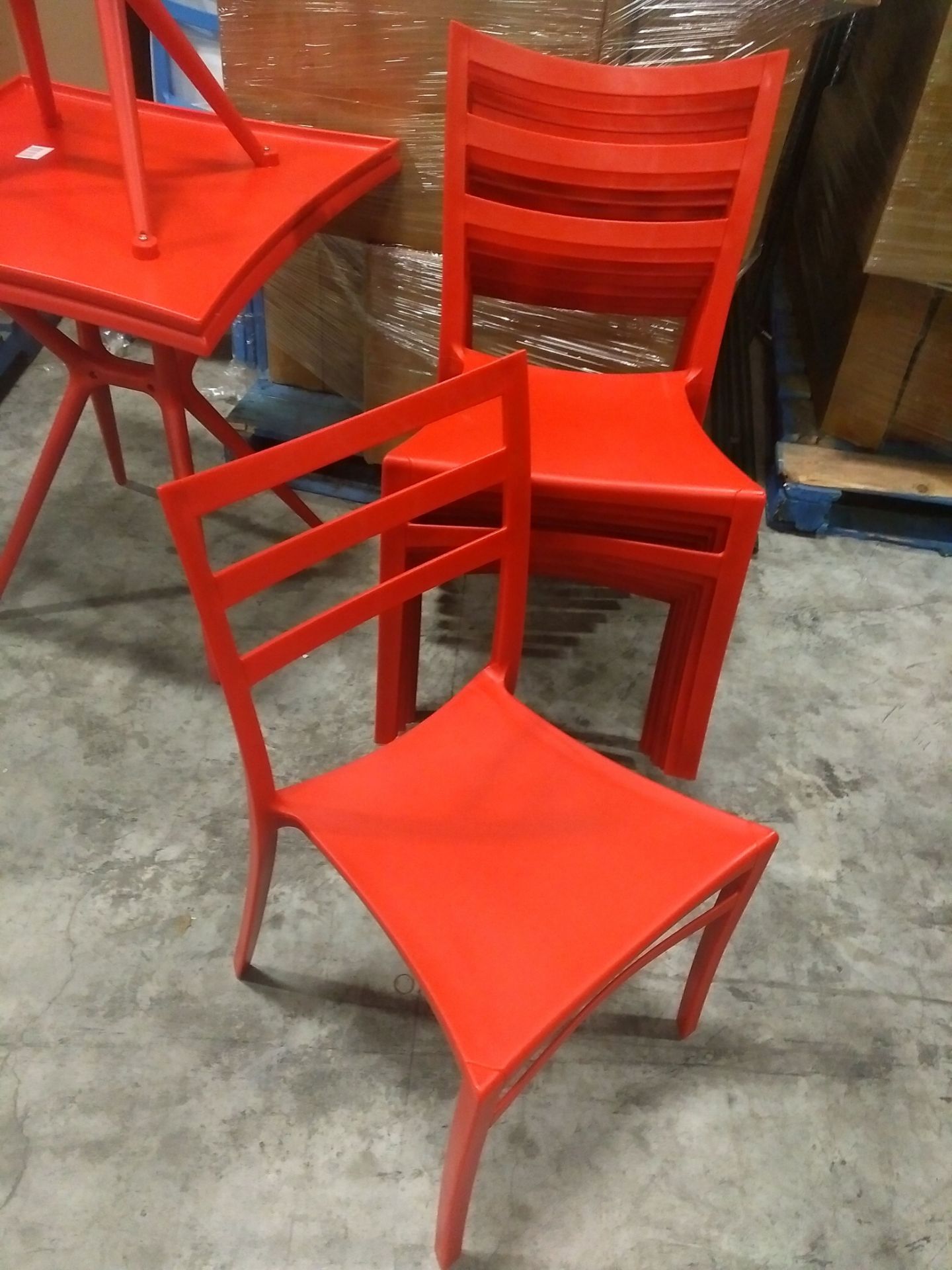 Indoor/Outdoor Stacking Red Chairs - Lot of 8