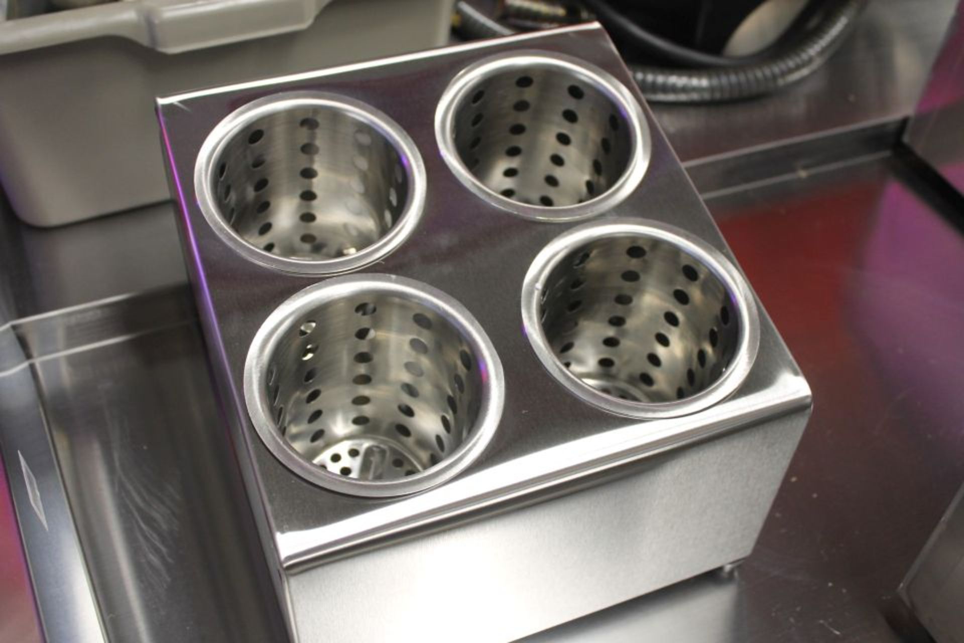 4 Compartment Stainless Cutlery Bin with Inserts