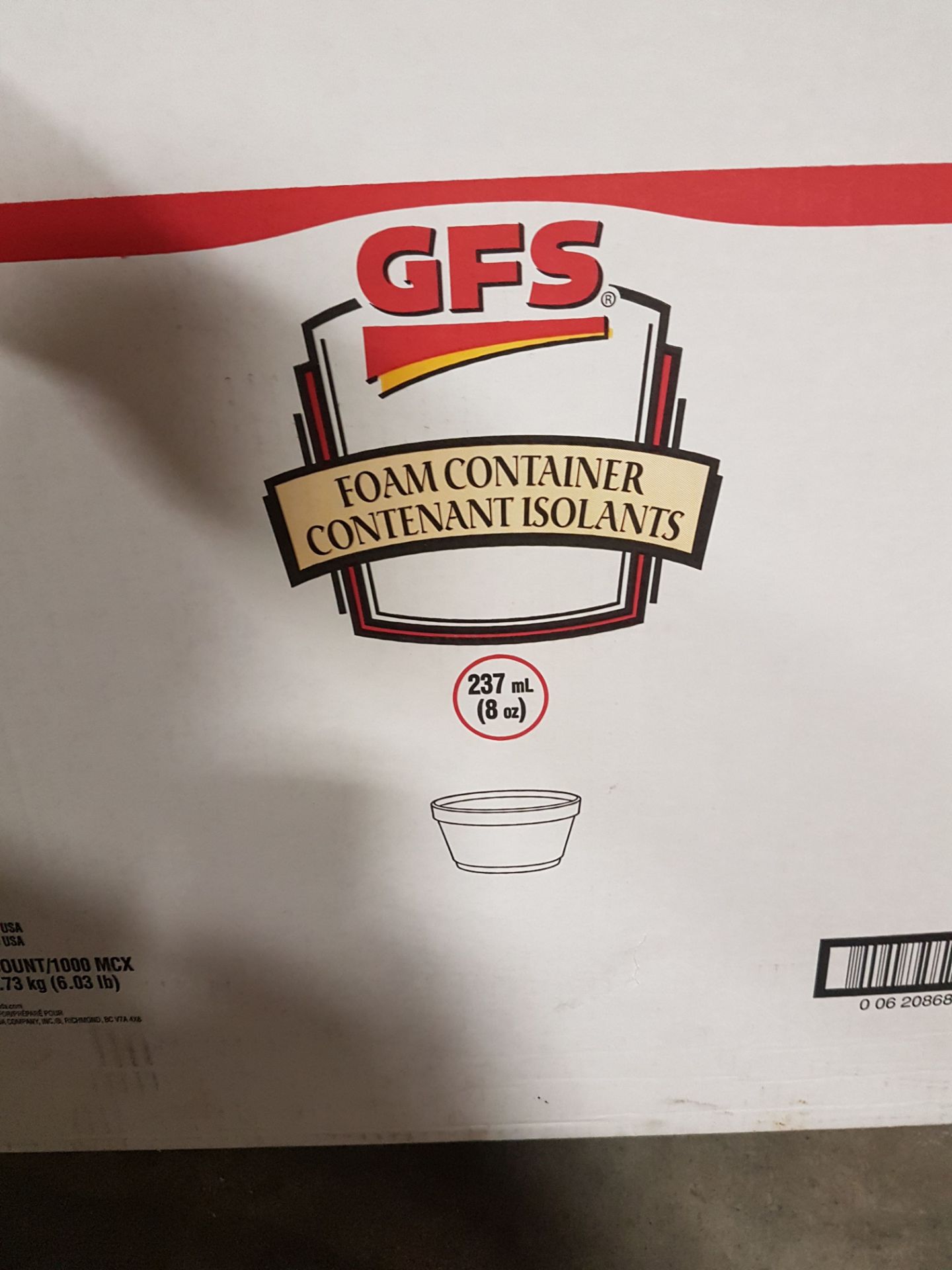 GFS 8oz Foam Containers - Case of 1,000 - Bild 2 aus 3