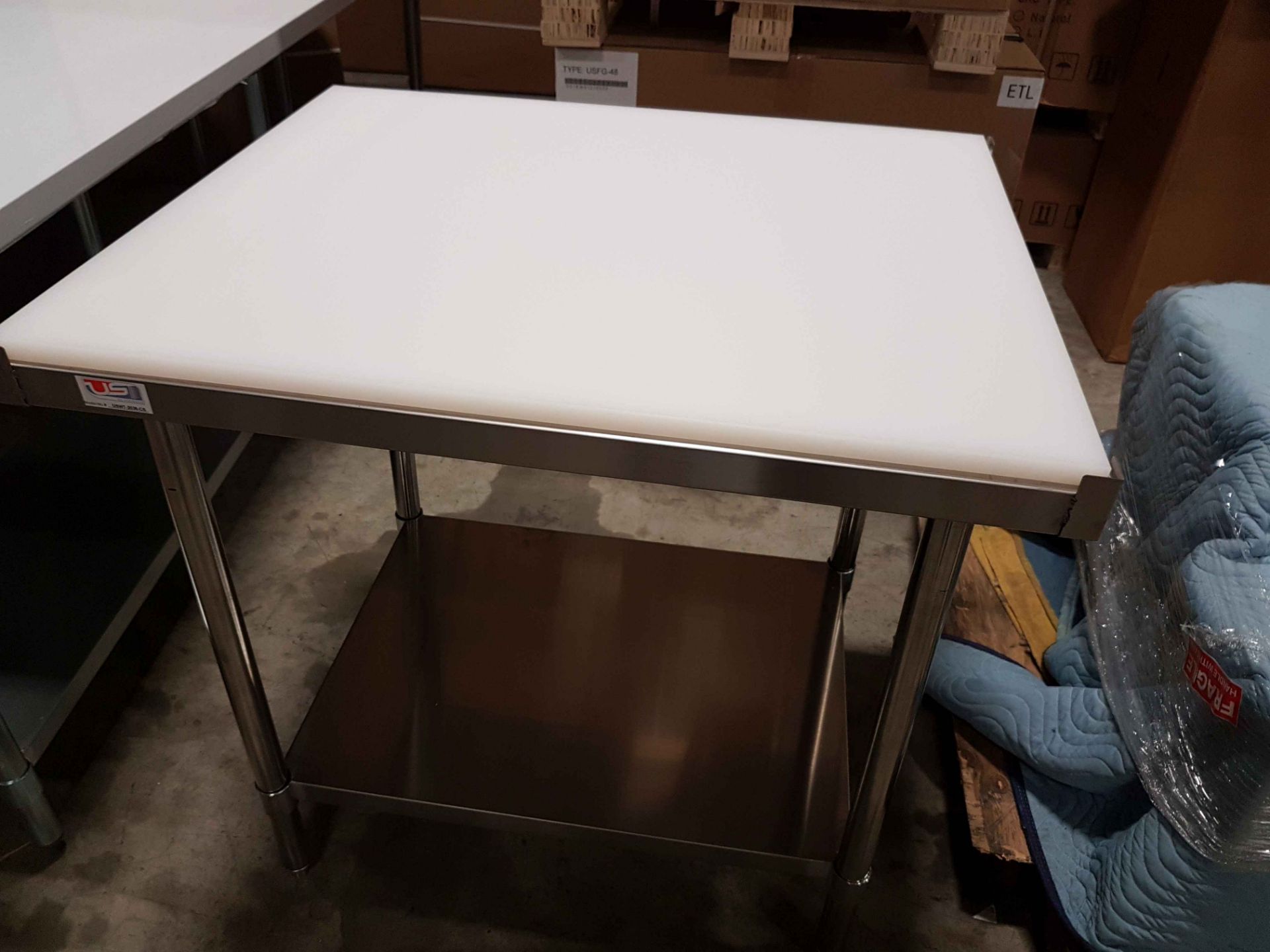 30" x 36" All Stainless Cutting Board Table - 1" Poly Top
