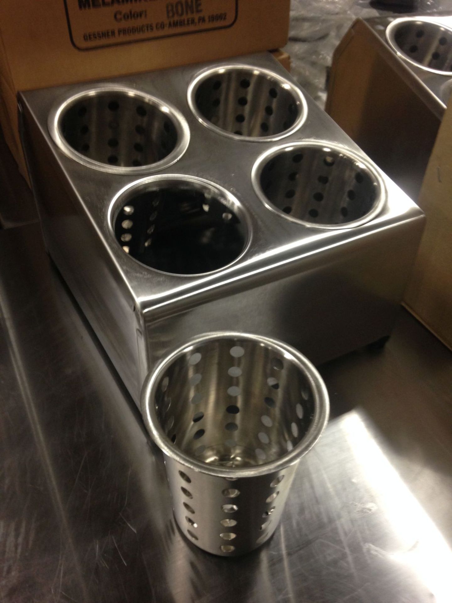 4 Compartment Stainless Cutlery Bin with Inserts - Bild 2 aus 3