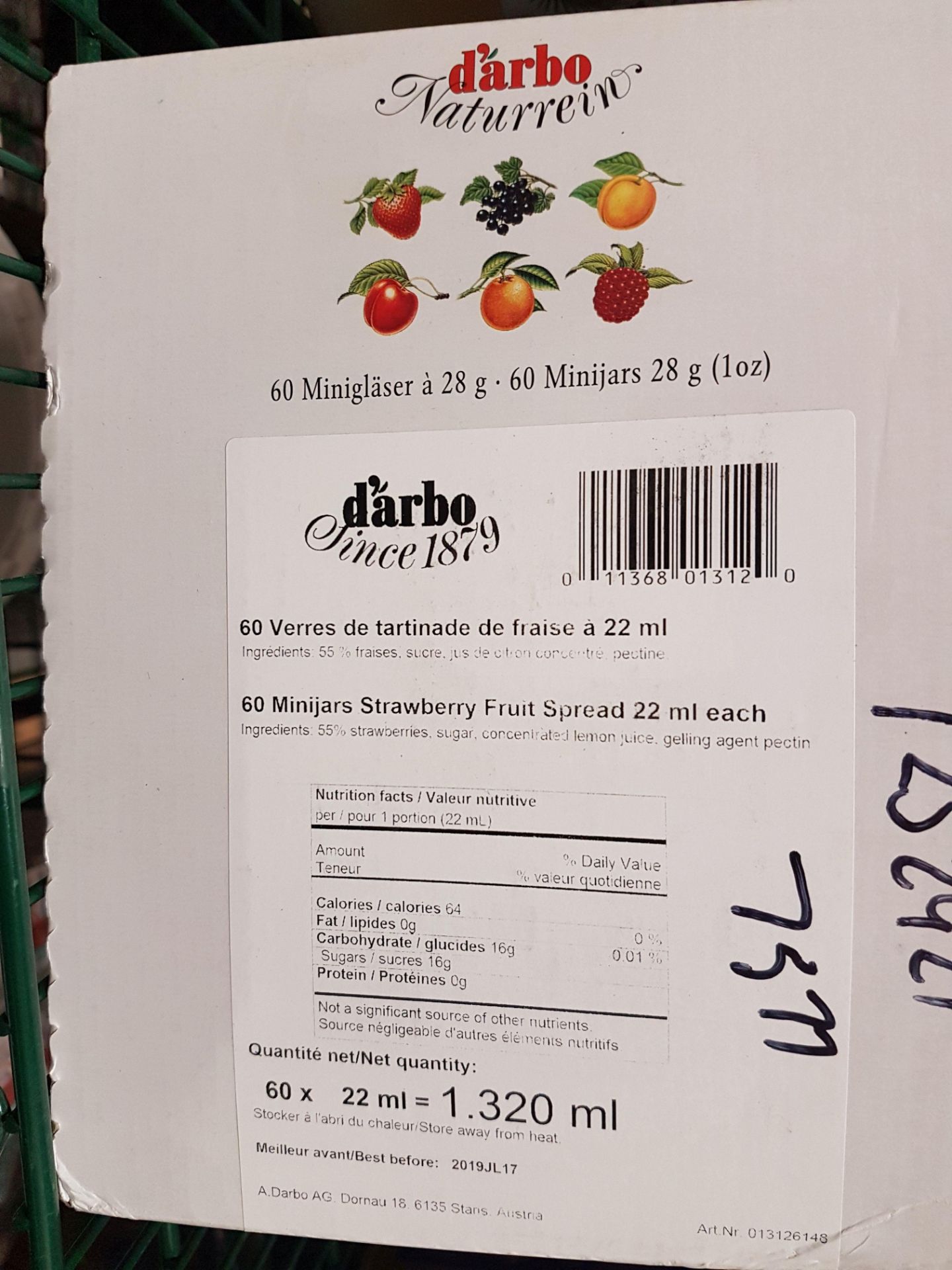 D'Arbo Strawberry Fruit Spread - 60 x 22ml Portion Jars - Bild 2 aus 2