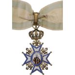 ORDER OF SAINT SAVA Grand Officer's Set, 2nd Type instituted in 1883. Neck Badge, 83x50 mm, gilt
