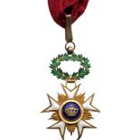 ORDER OF THE CROWN Commander’s Cross. Neck Badge, gilt Silver, 84x55 mm, both sides enameled,