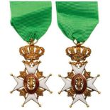 ORDER OF VASA  Officer’s Cross, 4th Class, instituted in 1772. Breast Badge, GOLD, 40x34 mm, both