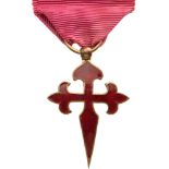 ORDER OF SANTIAGO Knight’s Cross, 5th Class. Breast Badge, bronze gilt, 36x24 mm, one side enameled,