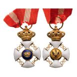ORDER OF THE CROWN OF ITALY Officer’s Cross with Crown Miniature, 4th Class, instituted in 1868.