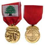 LEBANESE MERIT MEDAL, instituted in 1959 Silver gilt with palms, 1st Class. Breast Badge, gilt,