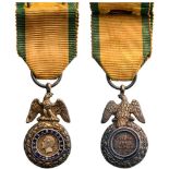 Military Medal 2nd Type (2nd Empire Model), instituted in 1852. Breast Badge, gilt Silver, 23x10 mm,