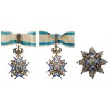 ORDER OF SAINT SAVA Grand Officer's Set, 3rd Type, instituted in 1883. Neck Badge, 85x50 mm,