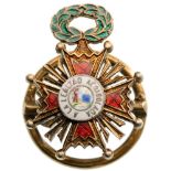 ORDER OF ISABELLA THE CATHOLIC Miniature, instituted in 1815. Lapel Hole Badge, 20x10 mm, gilt
