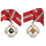 ORDER OF THE CROWN OF ITALY Knight’s Cross, Reduced Size. Breast Badge, GOLD, 30 mm, enameled,