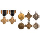 Lot of 4 Decorations Duppel Sturm Cross, Commemorative Cross for War, 1866 (2), Hohenzollern,