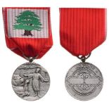 LEBANESE MERIT MEDAL, instituted in 1959 3rd Class, Silver. Breast Badge, silvered, 36x30 mm,