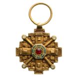 ORDER OF THE PILLARS OF STATE Miniature Cross, instituted in 1936. Breast Badge, 13 mm, gilt Silver,
