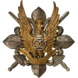 WAR BADGE OF THE SCOUTS, 1935 MODEL Model, King Carol 2. Breast Badge, 62x54 mm, silvered and gilt