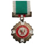 ORDER OF MERIT OF THE NATIONAL POLICE Miniature. Breast Badge, silvered bronze, 14 mm, enameled,