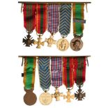 Medal Bar with 5 Miniatures Miniatures Breast Badges: War Cross 1939, Medal for Voluntary Service,