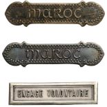 Lot of 3 Bars Colonial Medal Silver bars, 47 mm (2) Maroc and 41 mm, Engage Volontaire, with reverse