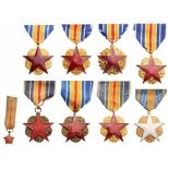 Lot of 9 Wounded Medals Military Model (Red Star), (8), Civilian Model (White Star), instituted in