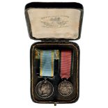 Mounted Group of 2 Miniatures Medal for the Crimean War Sardinian Issue "La Crimea" Turkey, Medal
