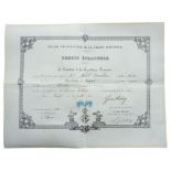 ORDER OF THE REDEEMER Knight's Cross Awarding Document, 5th Class, 2nd Type, instituted in 1833,