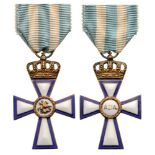 CROSS OF VALOUR 1913 Gold Cross. Breast Badge, gilt Silver, 49x31 mm, original suspension crown,