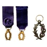 Lot of 2 ORDER OF THE ACADEMIC PALMS Officer’s Cross and Knight’s Cross Miniatures, 2nd Type,