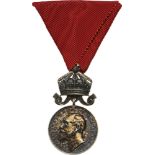 Silver Medal of Merit, Ferdinand I Tsar of Bulgaria Breast Badge, 51x27 mm, Silver, original