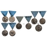 Lot of 5 Medals Medals "20 Years of the Yougoslav Army" (4), unidentified Medal. Breast Badges,