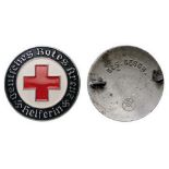 German Red Cross Helferin Badge 2nd Form. Breast Badge, 30 mm, lacquered Alloy, broken vertical thin