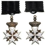 ORDER OF MALTA Magistral Grand Cross or Commander’s Cross Miniature. Breast Badge, silver, 25x16 mm,