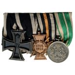 Bar of 3 Decorations Prussia, Iron Cross 1914, 2nd Class, 41 mm, Silver, WWI Commemorative Cross