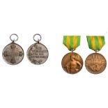 Lot of 2 Red Cross Medal, instituted in 1898 3rd Class. Breast Badge, 33 mm, Iron, original