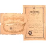 Lot of 2 Military Documents from 1912 355x221 mm and 475x380 mm, partially damaged. IIIII