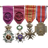 Personal bar of 4 Decorations Leopold Order Officer with Swords (instituted in 1832), Order of the